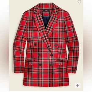 Jcrew Double-breasted lady blazer in good tidings plaid, NWT, size 14